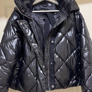 Banana Republic Shiny Black Puffer Jacket